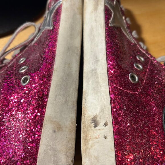 Womens GGDB Golden Goose Magenta Superstar Glitter Trainer Sneakers 38 US/8 - Picture 12 of 14